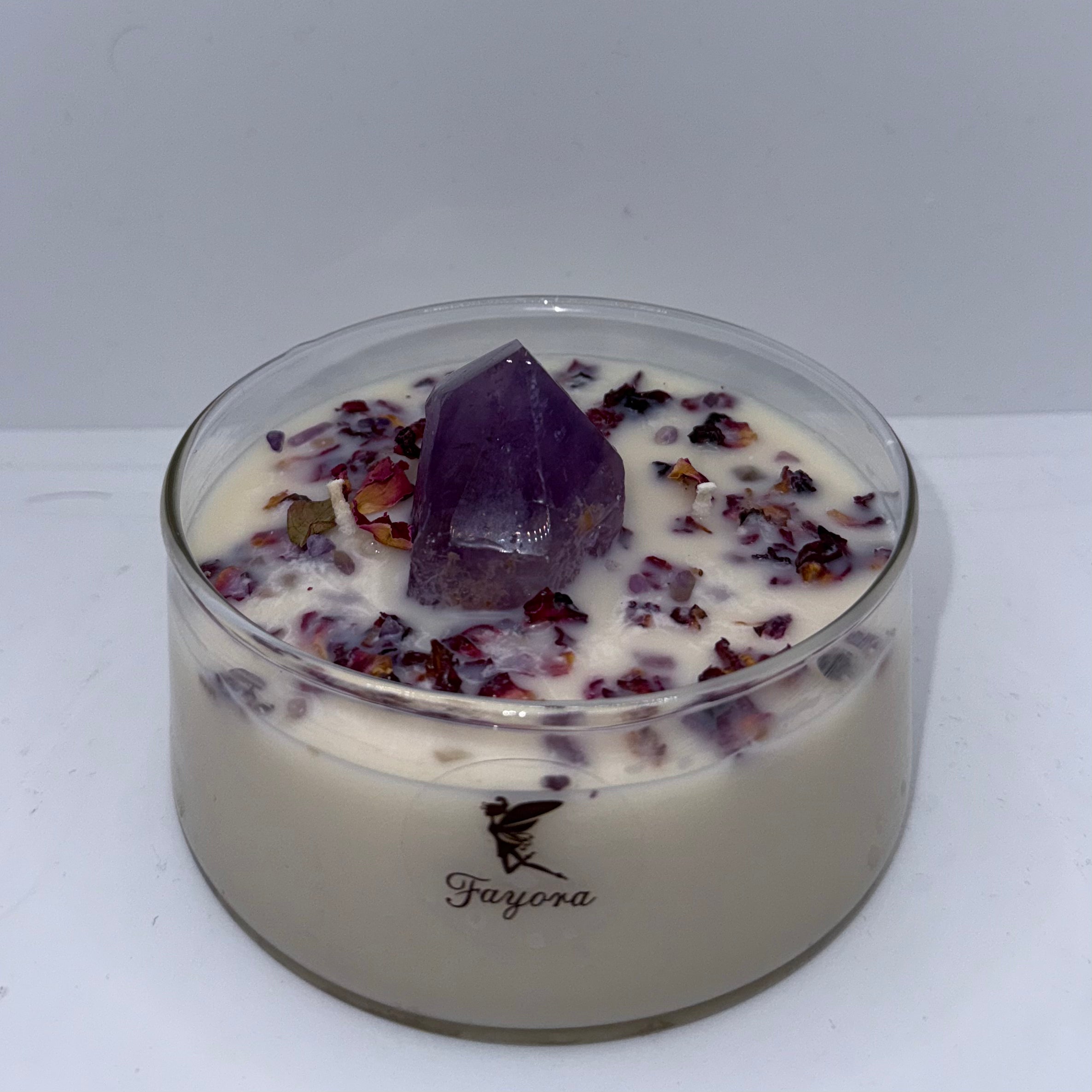 Amethyst Cut Base Crystal Candle (400ml)
