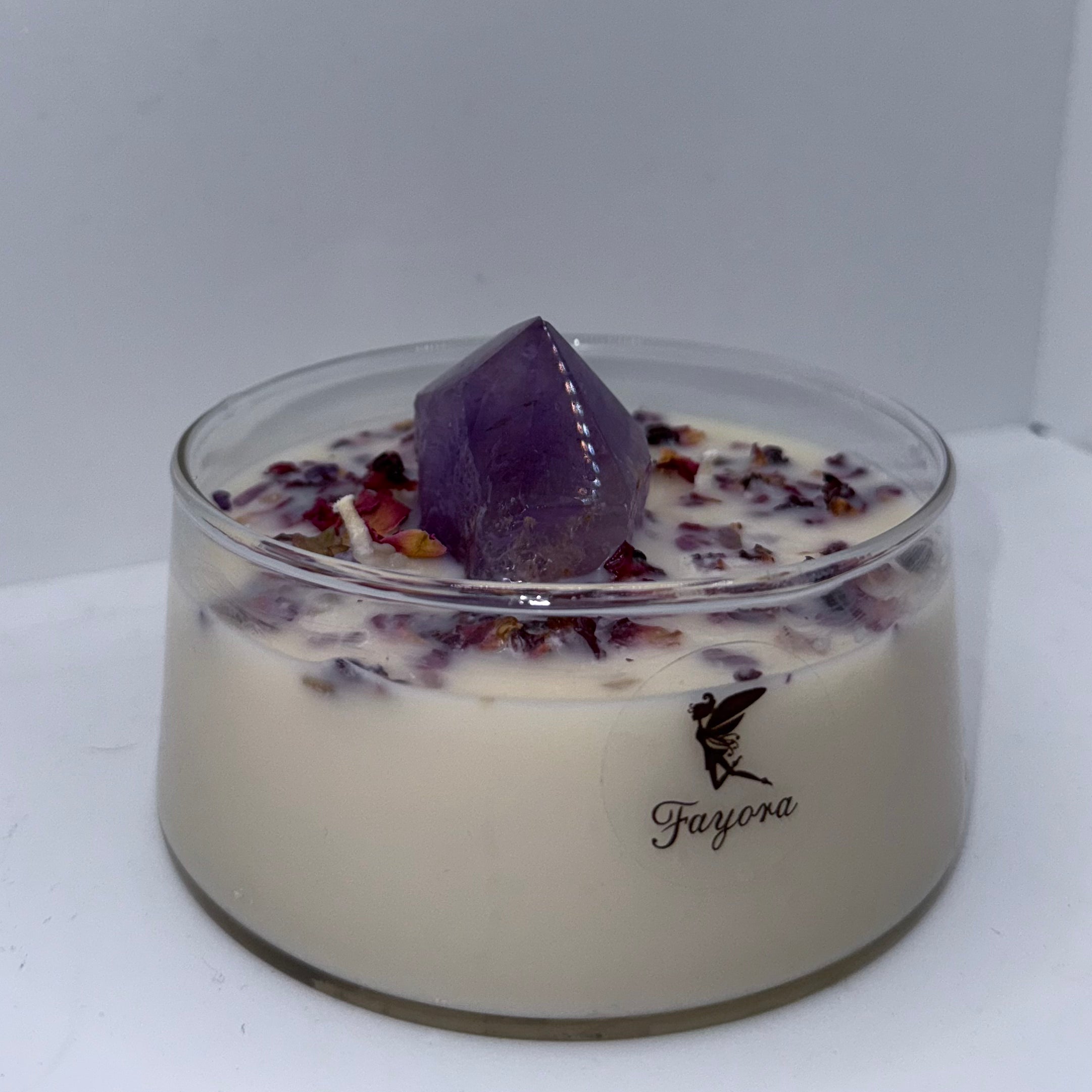 Amethyst Cut Base Crystal Candle (400ml)