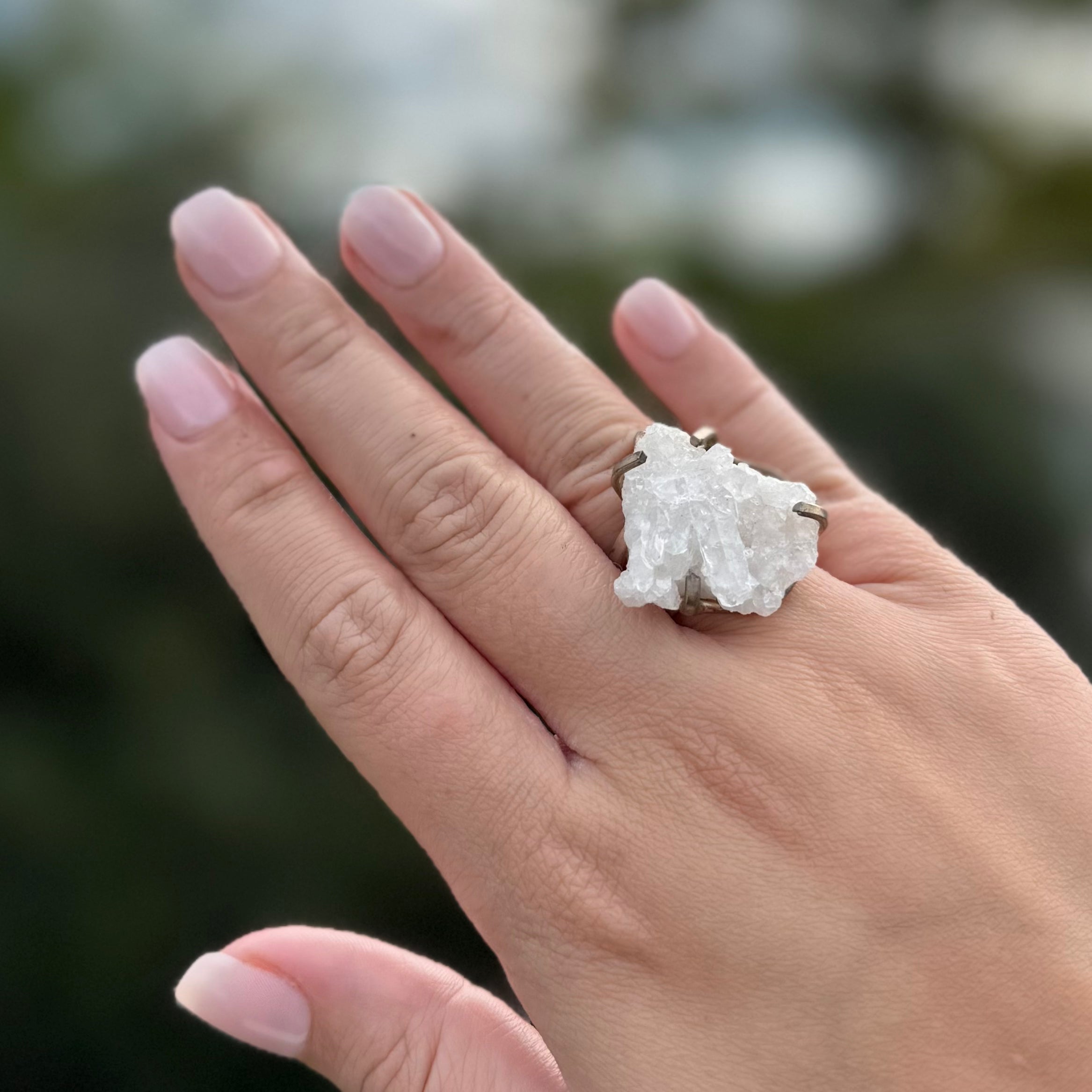 Clear Quartz Cluster Ring