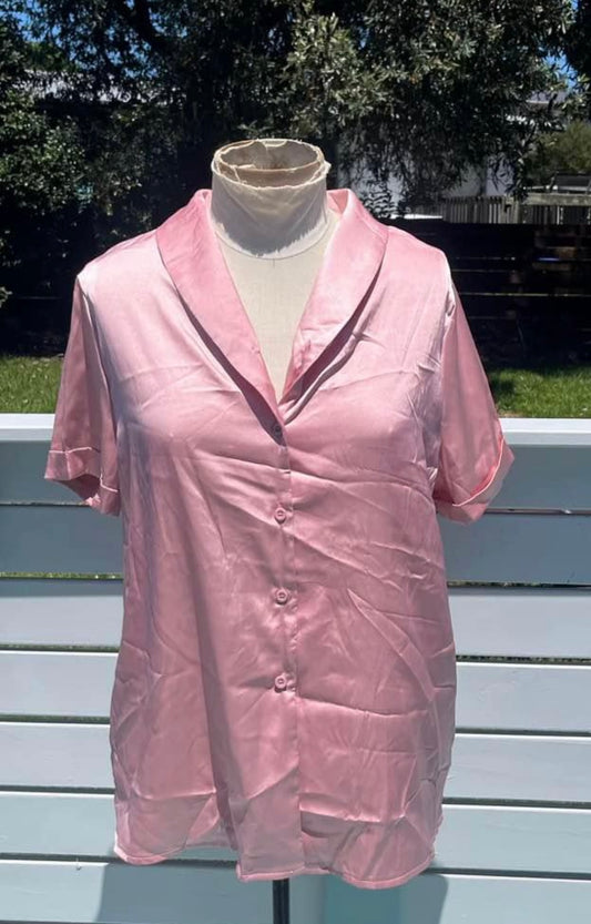 Pink Satin Shirt