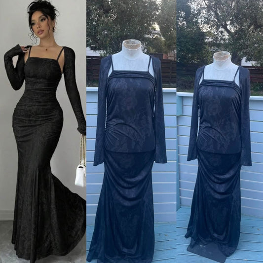 Black Gown with Mini Jacket