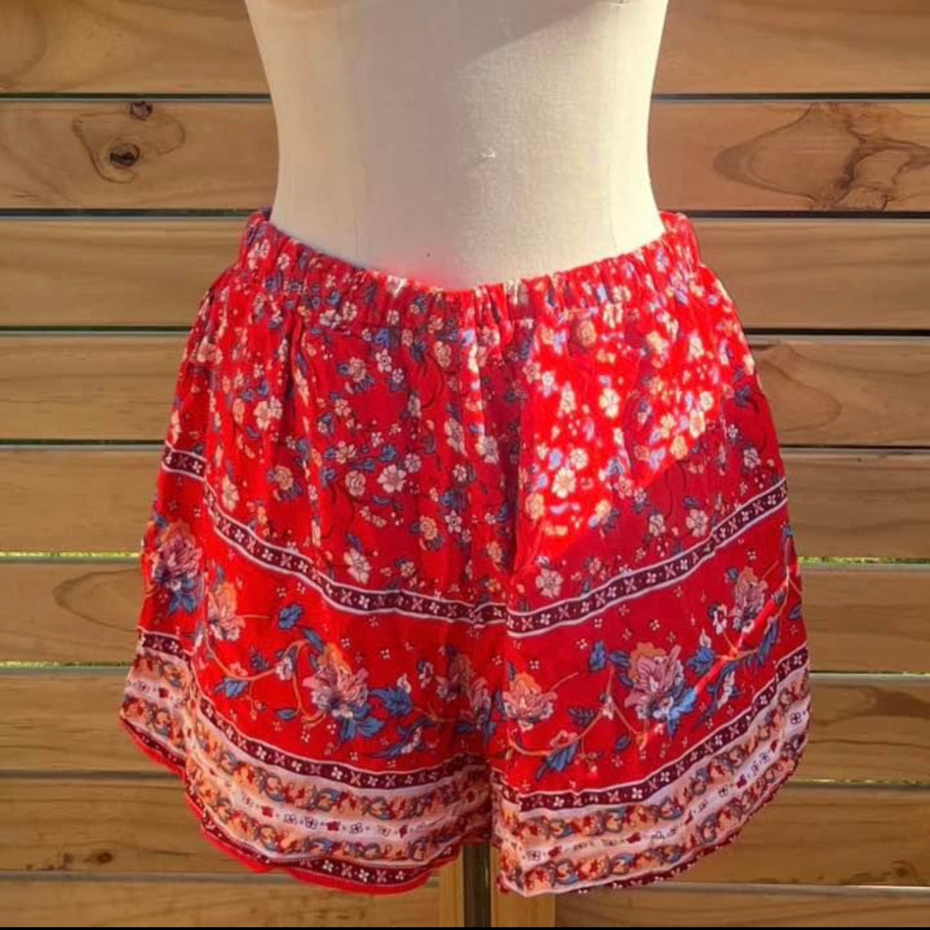 Red Boho Shorts