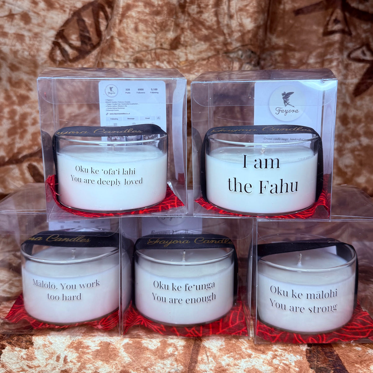 Candles Celebrating the Tongan, Samoan and Maori Language.