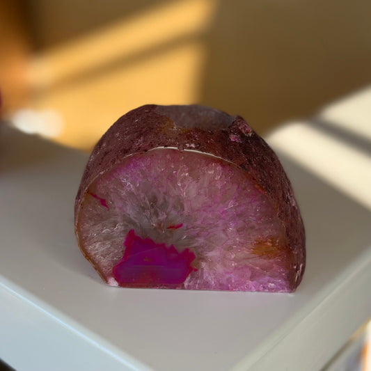 Pink Agate Candle Holder