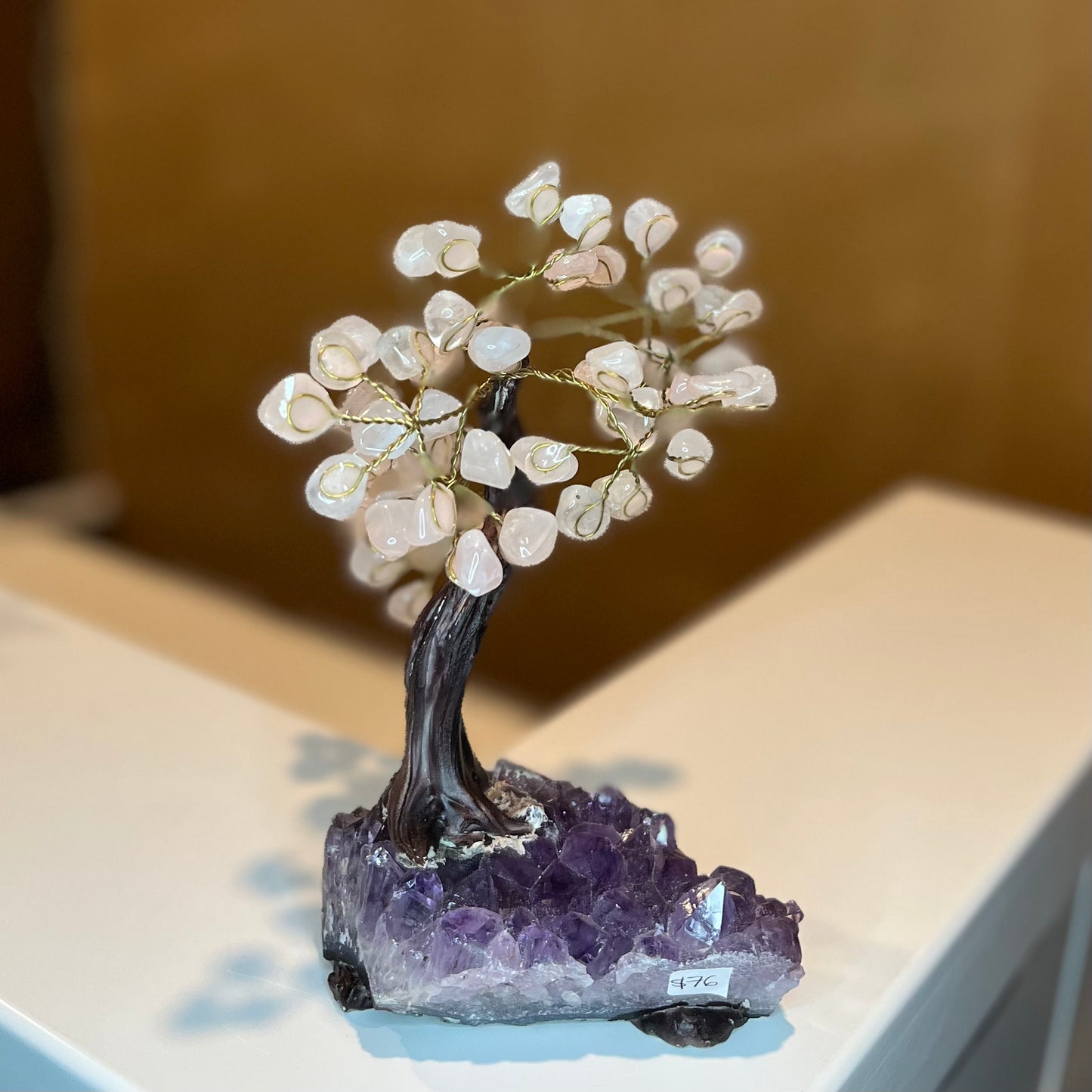 Rose Quartz Druze Crystal Chip Tree