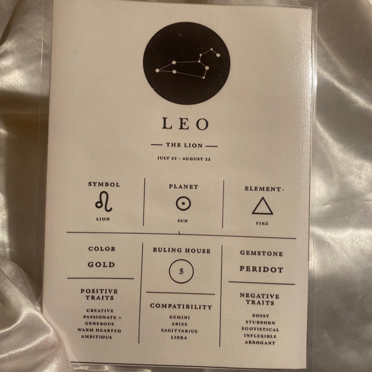 Leo Zodiac Chart