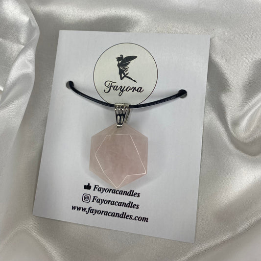 Rose Quartz Hexagon Necklace